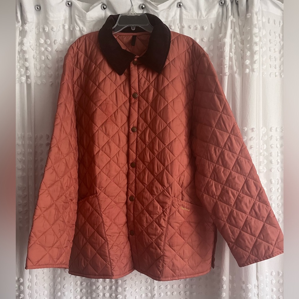 Barbour Men’s Liddesdale Orange Rust Quilted Jacket Coat XXL